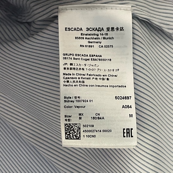 ESCADA Sport Two in One Vapour Gray Wool Sweater Blue Striped Side Split Medium - Picture 7 of 12